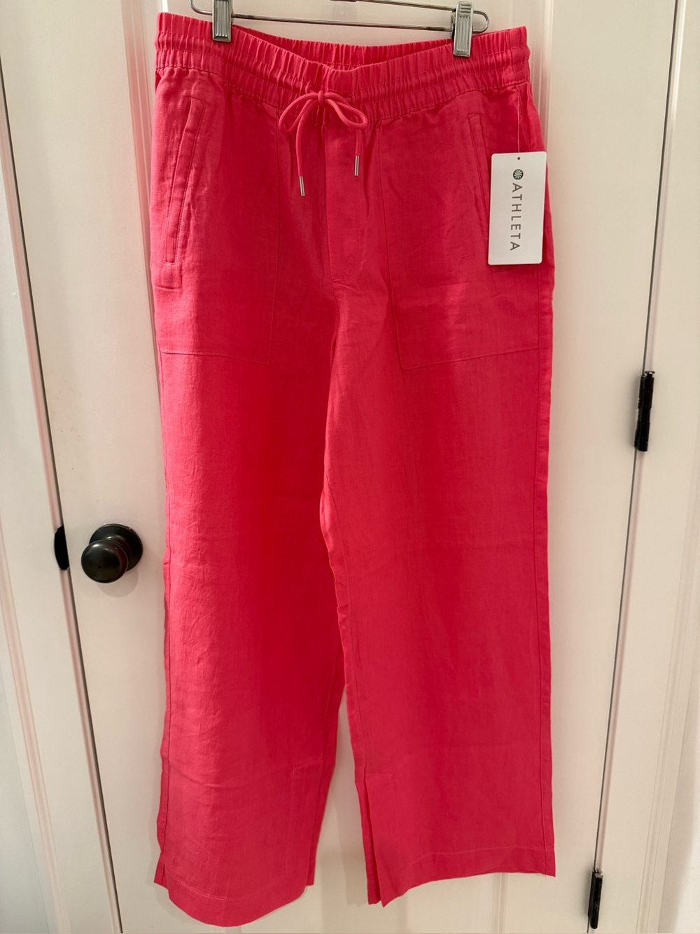 Athleta Coral Pink Retreat Linen Wide-Leg Pants